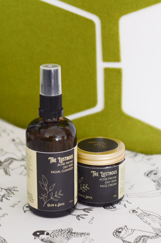 Natural skincare for Acne prone skin oil cleanser and face cream set by the natural skincare company